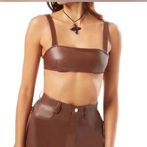 NWT WeWoreWhat Vegan Leather Bra Top